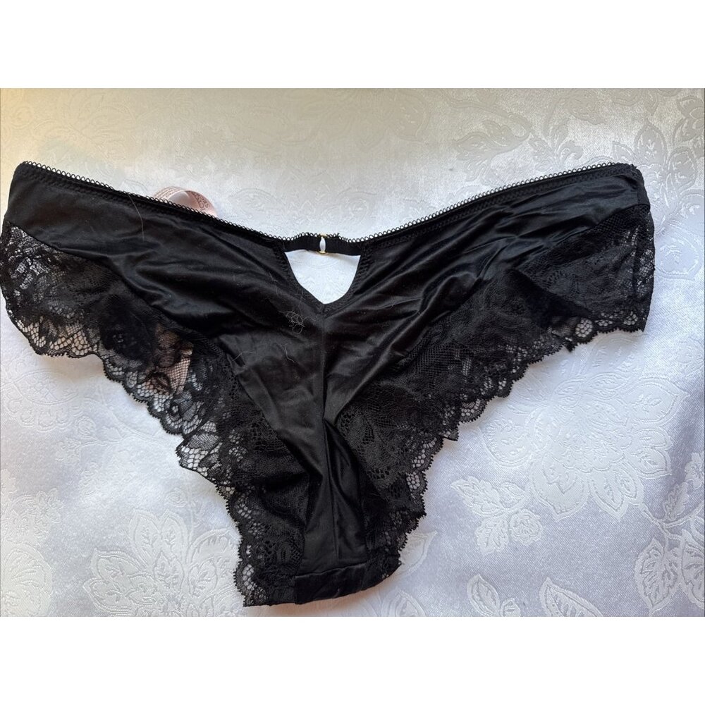 Victoria's Secret S Small High Leg Cheeky Bikini Panty Lace Bow Black NWT $17 65